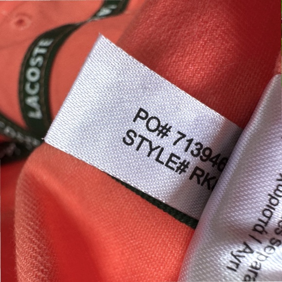 LACOSTE Big Croc Adjustable Baseball Cap Hat Coral Orange Unixex - Picture 8 of 10